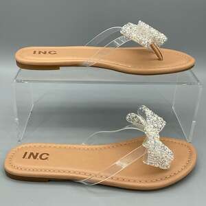 NEW I.N.C Women’s Mabae Bow Flat Sandals Beige Size 7M